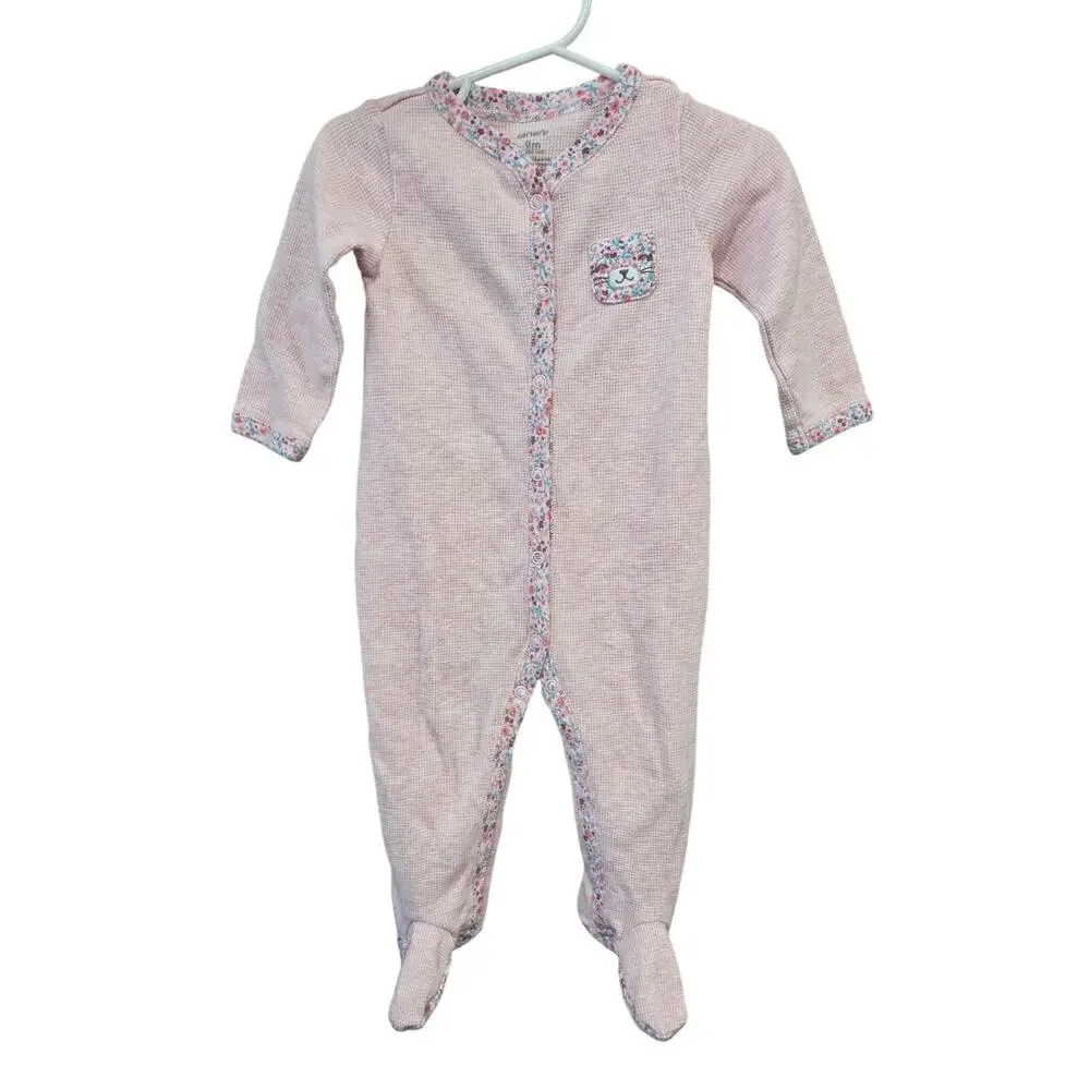 5/$15 Waffle Knit Pink Sleeper - Carter's - 9mo